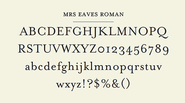 Emigre's homage to Baskervilles typeface, Mrs Eaves