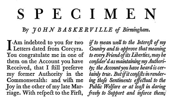 An example of the original baskerville typeface